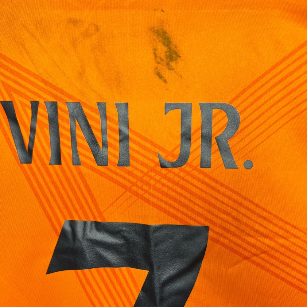 Adidas Real Madrid 2024-25 Third Jersey Vini Jr 7 Orange Men Large Slim Fit - Picture 5 of 5